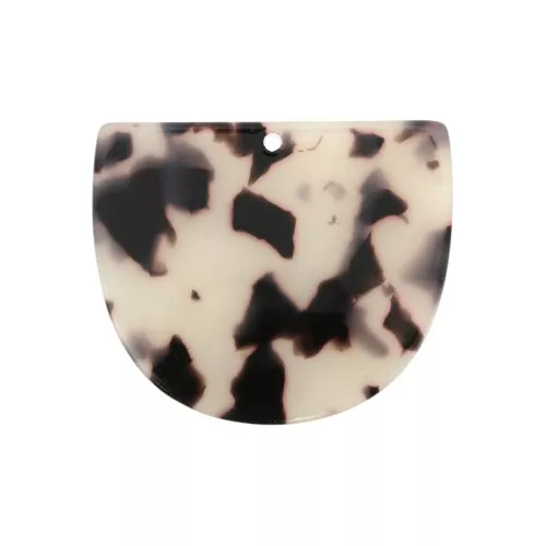 Pendente mezza luna acetato 29x34 mm - Squama di tartaruga Beige - Nero x1