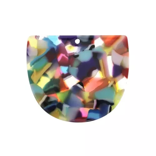 Pendente mezza luna acetato 29x34 mm - Squama di tartaruga Multicolor x1