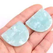 Pendente mezza luna  acetato 29x34 mm - Squama di tartaruga Menta madreperlaceo x1