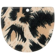 Pendente mezza luna in acetato 29x34 mm - Leopardo Nero - Marrone x1
