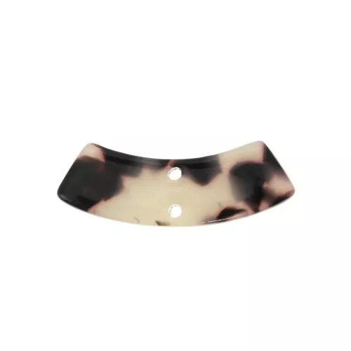 Intercalare rettangolo curvo acetato 31x11mm Squama di tartaruga Beige - Nero x1