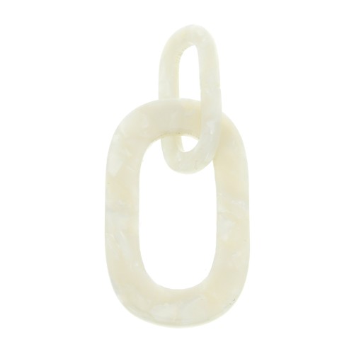 Pendente maglie XXL in acetato 62x26 mm Squama di tartaruga - Bianco madreperlaceo x1
