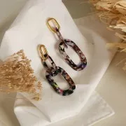 Pendente maglie XXL in acetato 62x26 mm Squama di tartaruga - Bianco madreperlaceo x1