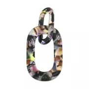 Pendente maglie XXL in acetato 62x26 mm Squama di tartaruga - Viola - Marrone x1