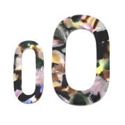 Pendente maglie XXL in acetato 62x26 mm Squama di tartaruga - Viola - Marrone x1