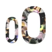 Pendente maglie XXL in acetato 62x26 mm Squama di tartaruga - Viola - Marrone x1