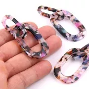 Pendente maglie XXL in acetato 62x26 mm Squama di tartaruga - Viola - Marrone x1