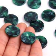 Zecchino rotondo acetato di cellulosa 18.5mm Squama di tartaruga-Verde scuro -Nerox1