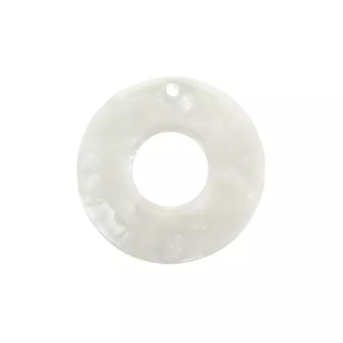 Pendente cerchio scavato acetato 26 mm Squama di tartaruga-Bianco madreperlaceo x1