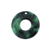 Pendente cerchio scavato acetato 26 mm Squama di tartaruga - Verde scuro - Nero x1