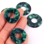 Pendente cerchio scavato acetato 26 mm Squama di tartaruga - Verde scuro - Nero x1