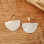 Pendenti mezza luna Madreparla 25x35 mm - Naturale x2