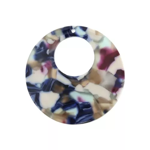 Pendente- orecchini in acetato 35mm Squama di tartaruga Blu - Bianco x1