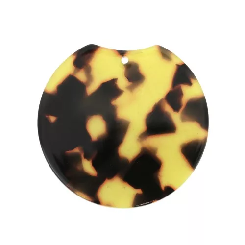 Pendente rotondo tagliato 35x36.5 mm Squama di tartaruga Marrone - Nero x1