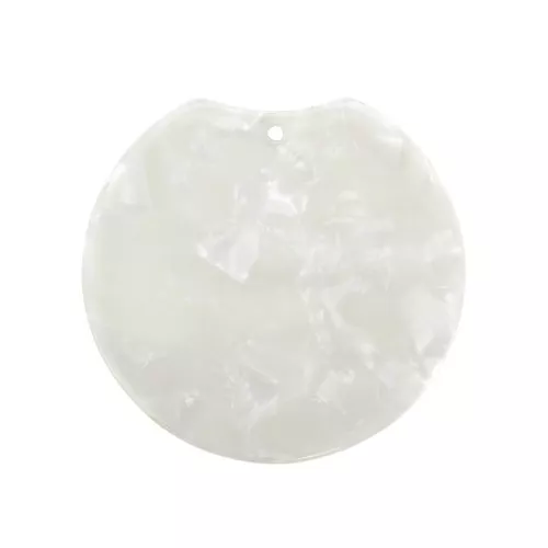 Pendente rotondo tagliato 35x36.5 mm Squama di tartaruga Bianco madreperlaceo x1