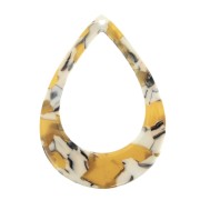 Pendente goccia scavato acetato 46x33 mm Squama di tartaruga Ocra - Bianco x1