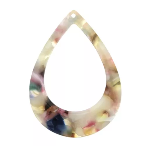 Pendente goccia scavato acetato 46x33 mm Squama di tartaruga Beige - Rosa x1