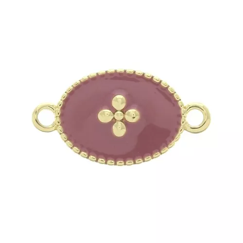 Intercalare medaglia ovale croce resina epossidica 15x8.5mm Dorato con oro fino - Vecchio Rosa