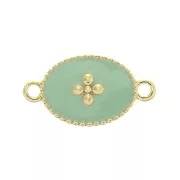 Intercalare medaglia ovale croce in resina epossidica 15x8.5mm Dorato con oro fino - Menta x1