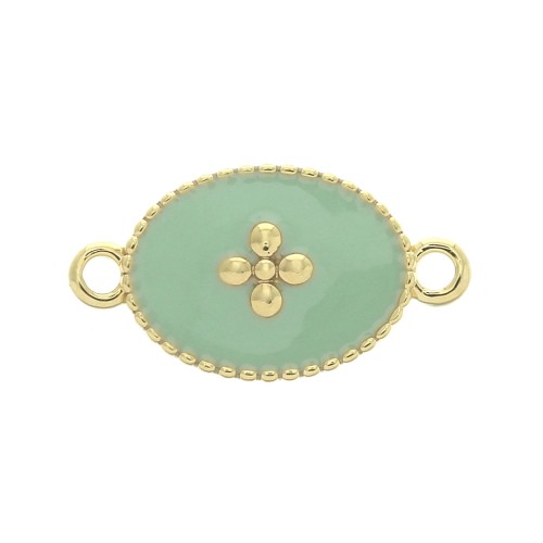 Intercalare medaglia ovale croce in resina epossidica 15x8.5mm Dorato con oro fino - Menta x1