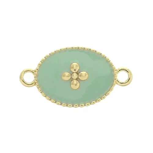 Intercalare medaglia ovale croce in resina epossidica 15x8.5mm Dorato con oro fino - Menta x1