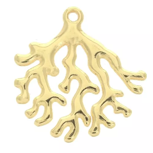Pendente corallo in zamac 30x29 mm - Dorato con oro fino x1