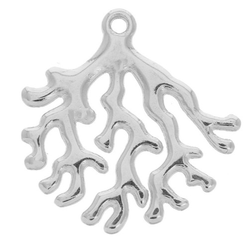 Pendente corallo in zamac 30x29 mm - Placcatura Argento Antico x1