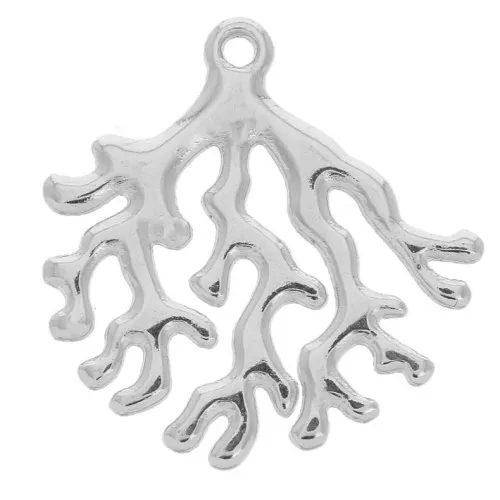 Pendente corallo in zamac 30x29 mm - Placcatura Argento Antico x1
