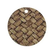 Pendente rotondo legno tinto intrecciato 23 mm - Marrone chiaro - Naturale x1