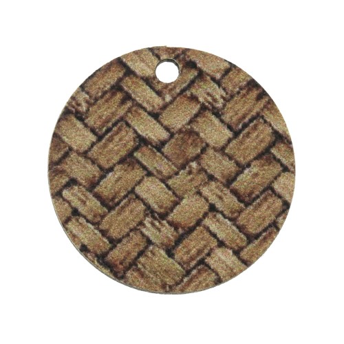 Pendente rotondo legno tinto intrecciato 23 mm - Marrone chiaro - Naturale x1