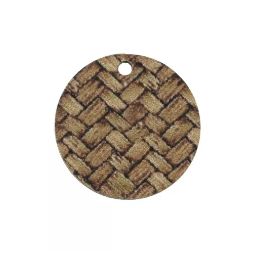 Zecchino rotondo legno tinto intrecciato 13 mm - Marrone chiaro - Naturale x1