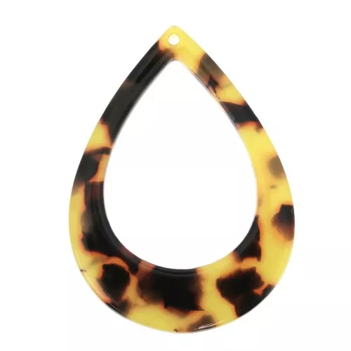 Pendente goccia scavato acetato 46x33 mm Squama di tartaruga Marrone - Nero x1