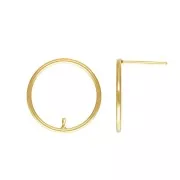 Chiodi di orecchi cerchio scavato 15 mm per pietra semi-forate - Gold Filled x2