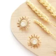 Chiodi di orecchi cerchio scavato 15 mm per pietra semi-forate - Gold Filled x2