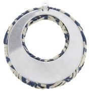 Pendente- orecchini in metallo e rafia intrecciato 43x41mm - Blu - Beige x1