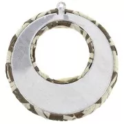 Pendente- orecchini in metallo e rafia intrecciato 43x41mm Marrone - Beige x1