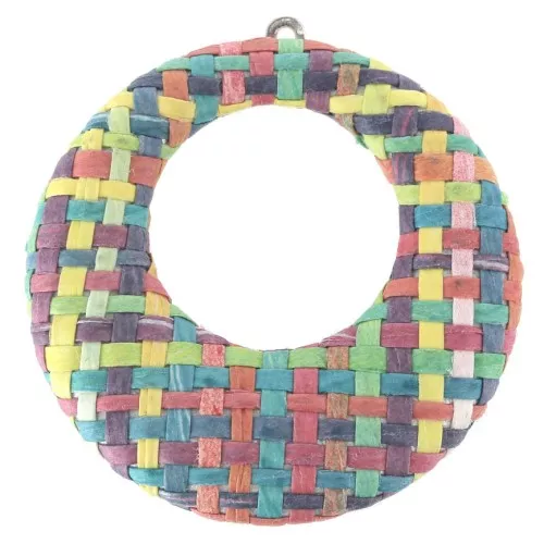 Pendente - orecchini in metallo e rafia intrecciato 43x41 mm - Multicolor x1