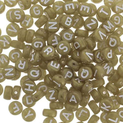 Assortimento di 200 perline- Lettere - 7 mm Dorato - Bianco