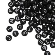 Assortimento di 200 perline- Lettere - 7 mm Nero - Bianco