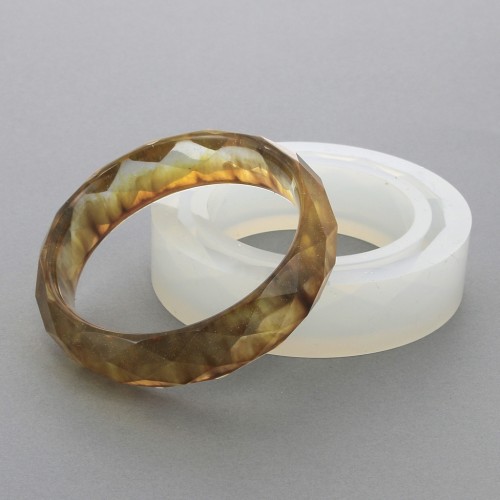 Stampo silicone per realizzare dei bracciali sfaccetati in resina 56x16x8 mm x1