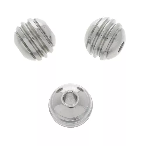 Perle rotonde appiattite scanalate in Acciaio inossidabile 304 7x8 mm x4
