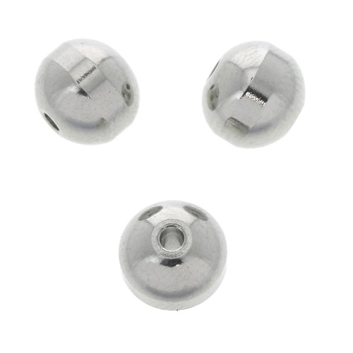 Perle rotonde appiattite lavorate in Acciaio inossidabile 304 7x8 mm x4