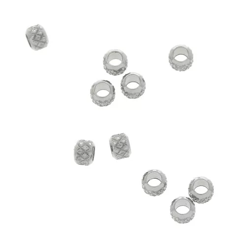 Perle foro largo strutturate in Acciaio inossidabile 304 2x3 mm x10