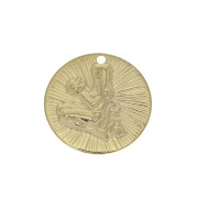 Ciondolo rotondo striato - segno zodiacale Vergine 15 mm - dorato all'oro fino x1