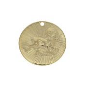 Ciondolo rotondo striato - segno zodiacale Ariete 15 mm - dorato all'oro fino x1|raw }}