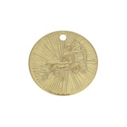 Ciondolo rotondo striato - segno zodiacale Sagittario 15 mm-dorato all'oro fino x1|raw }}