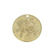 Ciondolo rotondo striato - segno zodiacale Leone 15 mm - dorato all'oro fino x1|raw }}