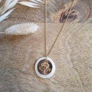 Ciondolo rotondo striato - segno zodiacale Leone 15 mm - dorato all'oro fino x1