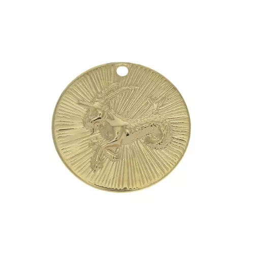 Ciondolo rotondo striato - segno zodiacale Capricorno 15 mm-dorato all'oro finox1