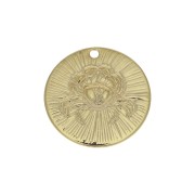Ciondolo rotondo striato - segno zodiacale Cancro 15 mm - dorato all'oro fino x1|raw }}